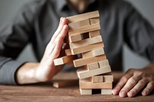 wooden stack falling