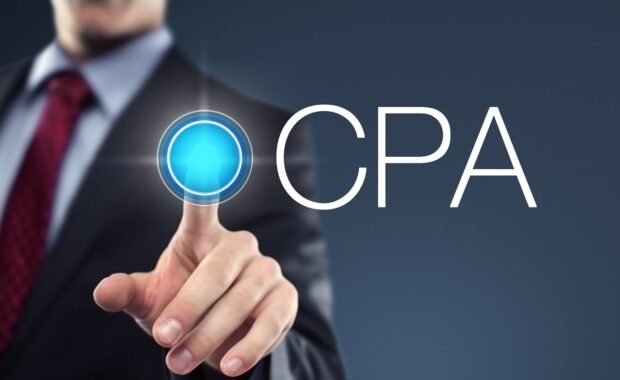 businessman touching cpa icon