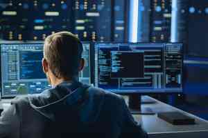 cybersecurity professionals in a control room filling in code for dfars