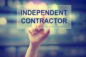 independent contractor concept with hand