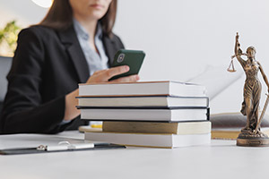 Government official in office doing paperwork