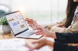 female accountant working on laptop