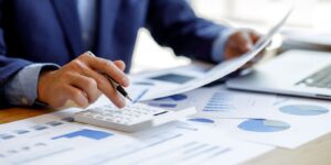 businessman during office finances audit