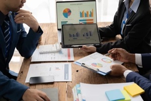 young colleagues having great business conversations in a modern coworking office