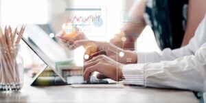 business team meeting and discussing to audit financial planning sales