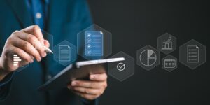 accountant showing office document auditing concept