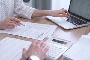 bsiness people during annual budget meeting