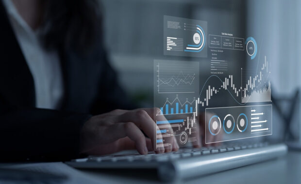 data analysis dashboard showing performance, trends, and insights